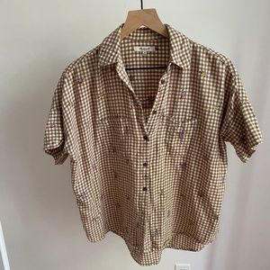 Madewell Gingham Flowered Shirt